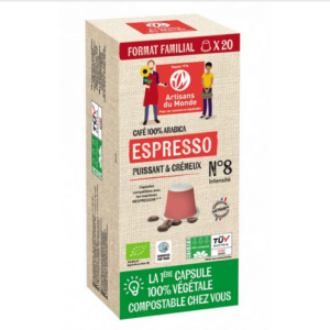 Capsules café Espresso x20 - home compost - bio - 100g - Artisans du monde
